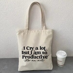 Taylor Swift “I Cry A Lot But I Am So Productive” Canvas Tote Bag